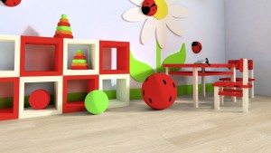 Kinderzimmer mit hellem Boden